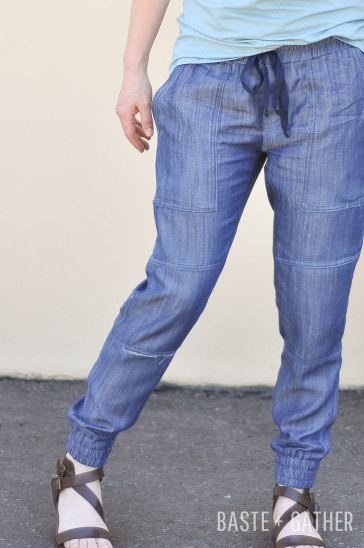 Woven Hudson Pants in Distressed Tencel Denim + Union St. Tee