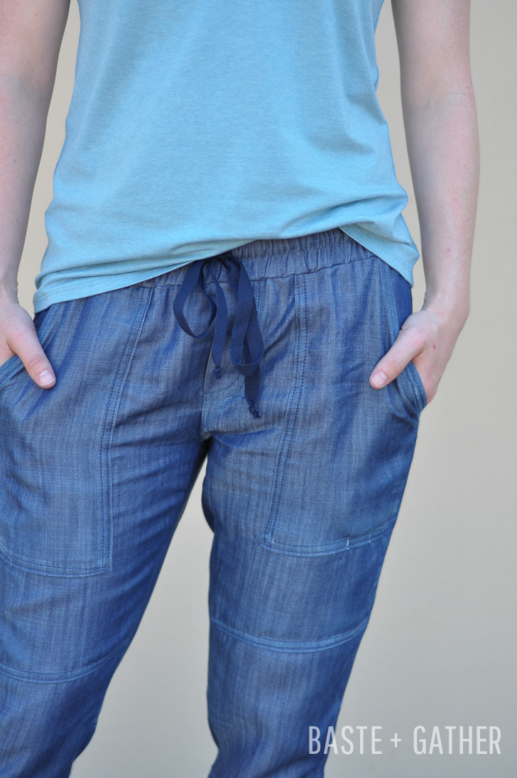 Woven Hudson Pants in Distressed Tencel Denim + Union St. Tee